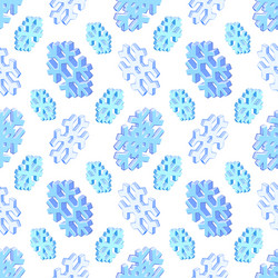 isometric snowflake seamless pattern vector image