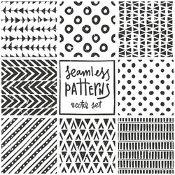 set of 8 primitive geometric patterns tribal vector image