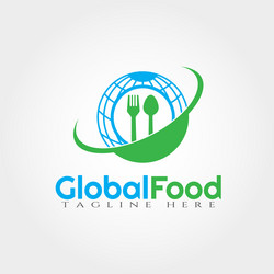 global food logo design world and cutlery vector image