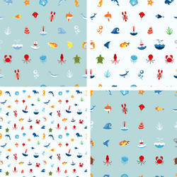 seamless pattern ocean or sea with animals vector image