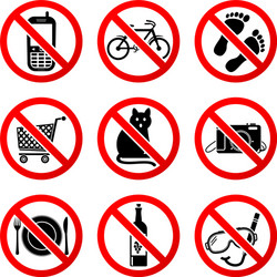 Set prohibited signs vector