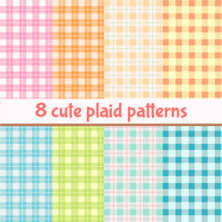 set cute plaid seamless patterns background vector image