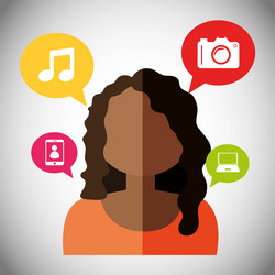 Woman avatar and social media design vector