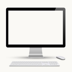 monitor with keyboard and computer mouse vector image