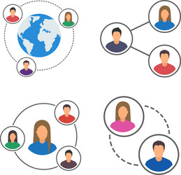 people network icons set connection vector image