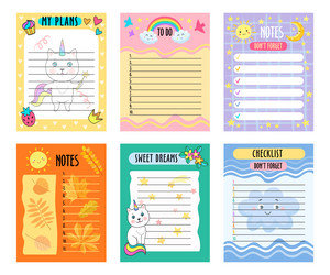 baby daily planners with cute patterns set vector image