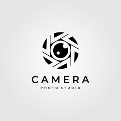 photography camera lens logo minimalist design vector image