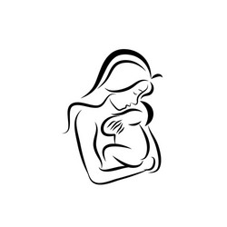 Mom and bababy care logo design concept vector