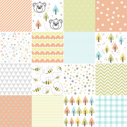 set of design elements baby seamless patterns vector image