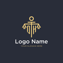 Oh initial monogram logo with scale and pillar vector