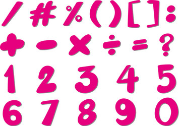 font design for numbers and signs in pink vector image