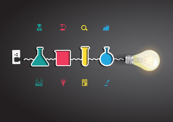 light bulb idea with chemistry and science icon vector image