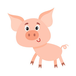 Funny little smiling pig with swirling tail vector