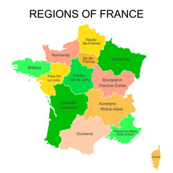 colorful outlines map of france with names vector image