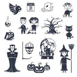 halloween black icons vector image