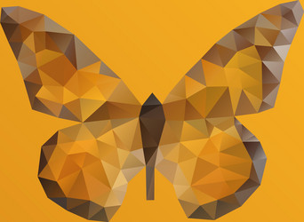 orange bright butterfly in polygonal technique vector