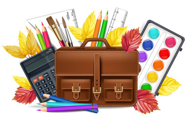 Back to school with bag pencils and other drawing vector