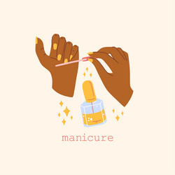 female hands and manicure accessories hand drawn vector image