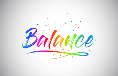 balance creative word text with handwritten vector image