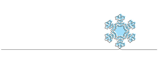 one continuous line drawing of christmas snowflake vector image