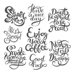 hand lettering inscription set motivation vector image