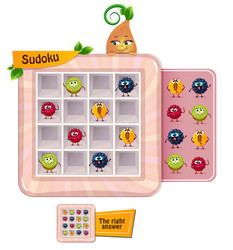 Fun sudoku game fruits vector