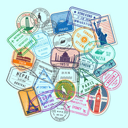 world post stamp marks vector image