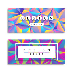 abstract low poly 90s holographic pastel card set vector image