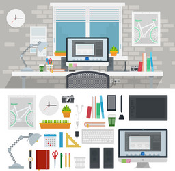 Designer cabinet full of different tools vector