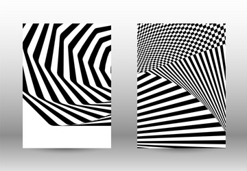 set of abstract patterns with distorted lines vector image