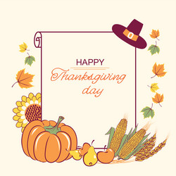 thanksgiving background with seasonal decoration vector image