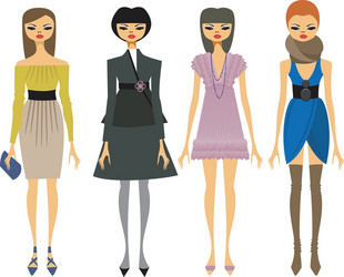 fashionable girls vector image