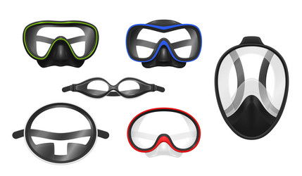 scuba diving masks set realistic vector image