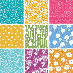 Set of nine business seamless patterns backgrounds vector