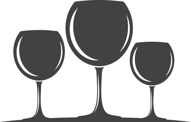 Three wine glasses black icon logo element flat vector