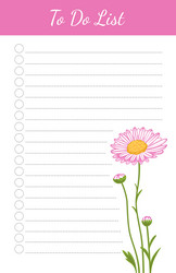 Daily planner note paper to do list template vector