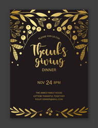 Golden flowers card vector