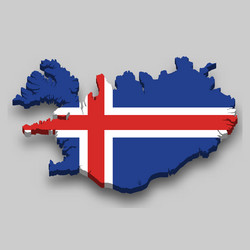 3d isometric map iceland with national flag vector image