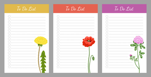 set of planners and to do list decorated vector image