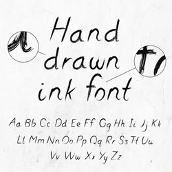 hand-drawn dirty ink grunge font with alphabet vector image