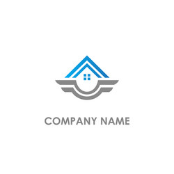 Home realty emblem wing logo vector