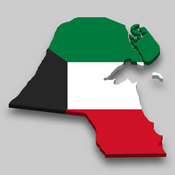 3d isometric map kuwait with national flag vector image