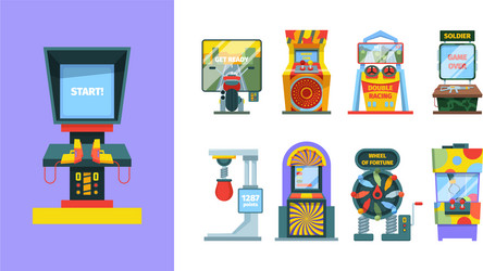 game arcade machine set electronic gaming vector image