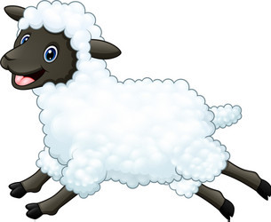 cartoon happy sheep jumping isolated on white back vector image