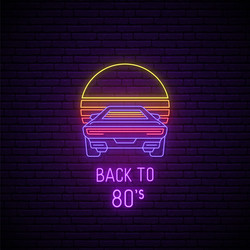 neon car sign glowing retro sport icon vector image