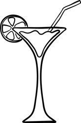 doodle cocktail icon with handdrawn cartoon style vector image