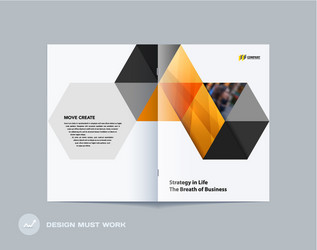 abstract double-page brochure design hexagon style vector image