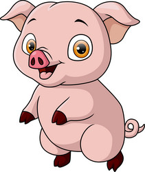 Cute little pig cartoon on white background vector