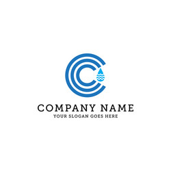 Natural water logo template c letter design vector