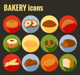 set of colored bakery icons vector image